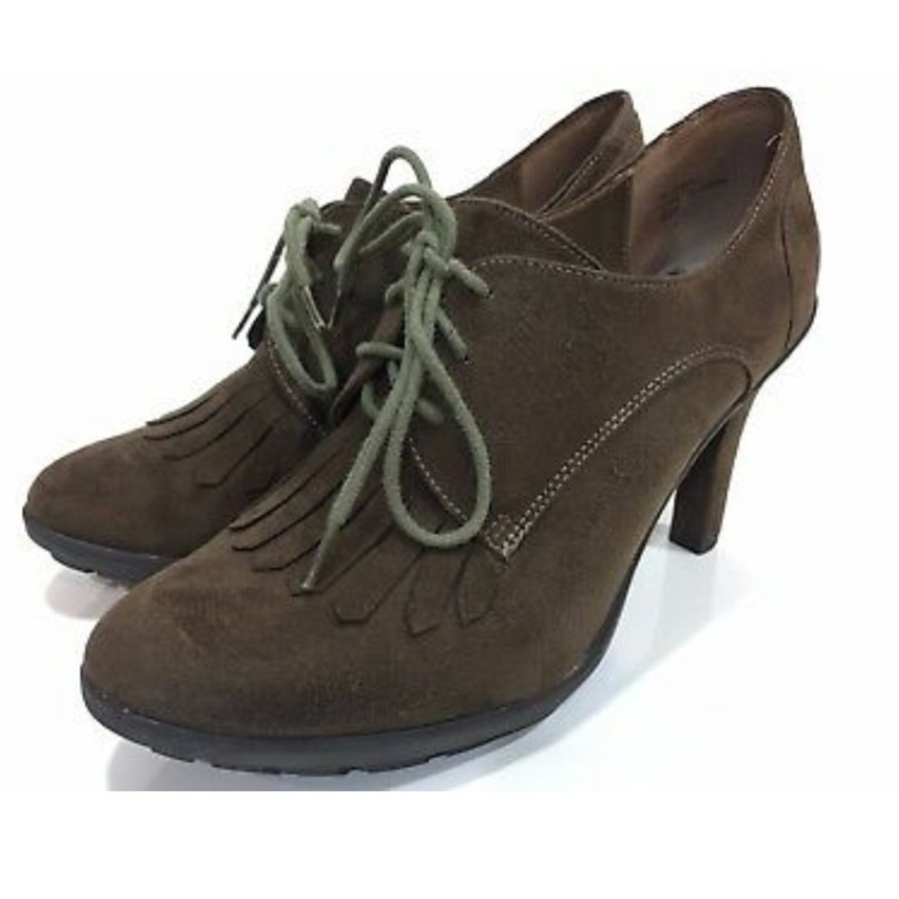 Tahari Temple‎ Womens Suede Lace Up Fringe Vamp Heeled Bootie Shoes, Sz 6M, NWOB